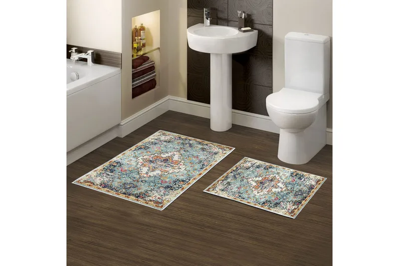 Kylpyhuoneen mattosetti (2 kappaletta) Masafumie monivärinen - Monivärinen - Kodintekstiilit & matot - Kylpyhuonetekstiilit - Kylpyhuoneen matto