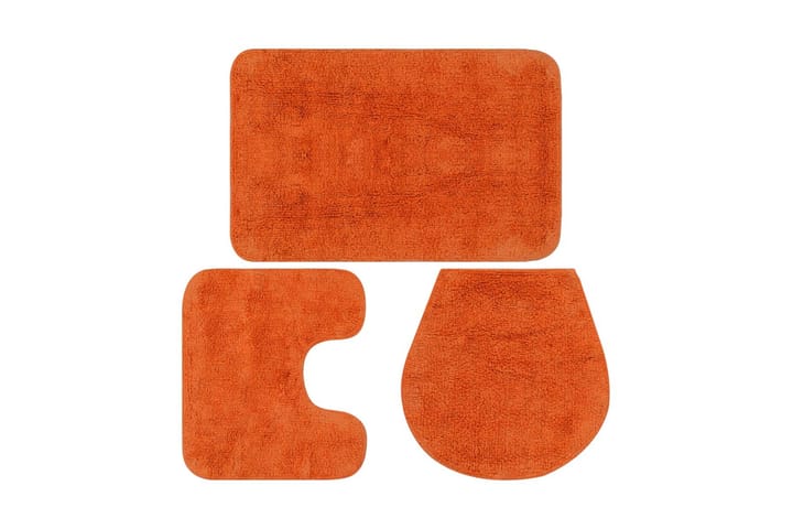 Kylpyhuoneen mattosarja 3 osaa kangas oranssi - Oranssi - Kylpyhuoneen matto