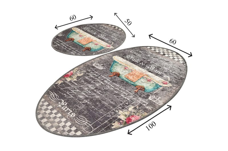 Kylpyhuonematto Baray 2 kpl - Monivärinen - Kodintekstiilit & matot - Kylpyhuonetekstiilit - Kylpyhuoneen matto