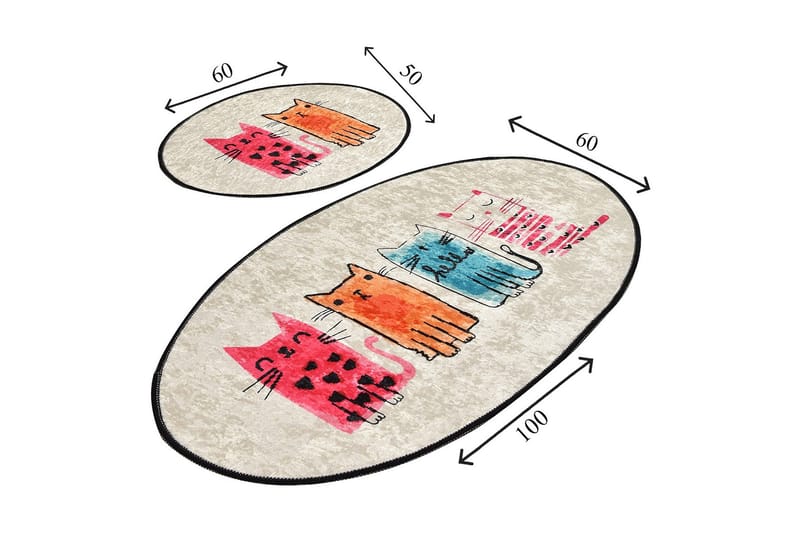 Kylpyhuonematto Baray 2 kpl - Monivärinen - Kodintekstiilit & matot - Kylpyhuonetekstiilit - Kylpyhuoneen matto