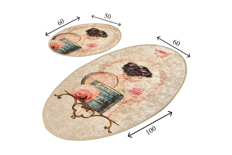 Kylpyhuonematto Baray 2 kpl - Monivärinen - Kodintekstiilit & matot - Kylpyhuonetekstiilit - Kylpyhuoneen matto