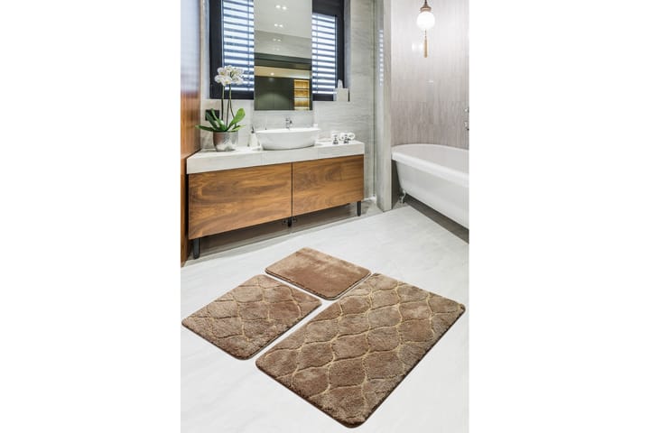 Kylpyhuonematto Baray 3 kpl - Ruskea - Kylpyhuoneen matto