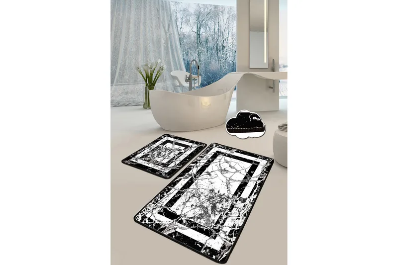 Kylpyhuonematto Craymor 60x100 cm Pyöreä, Musta