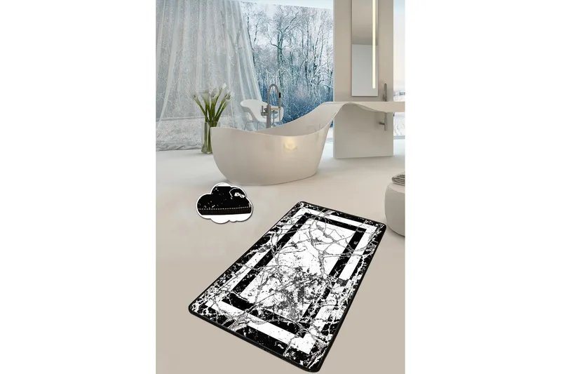 Kylpyhuonematto Craymor 70x120 cm Pyöreä, Musta