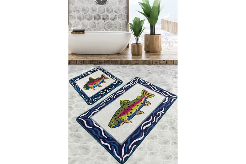 Kylpyhuonematto Navi 60x100 cm Suorakaide - Monivärinen - Kodintekstiilit & matot - Kylpyhuonetekstiilit - Kylpyhuoneen matto