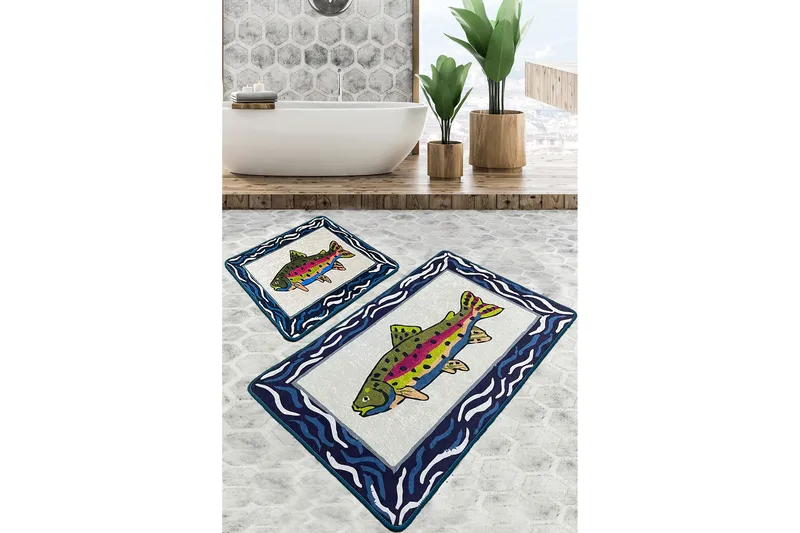 Kylpyhuonematto Navi 60x100 cm Suorakaide, Monivärinen