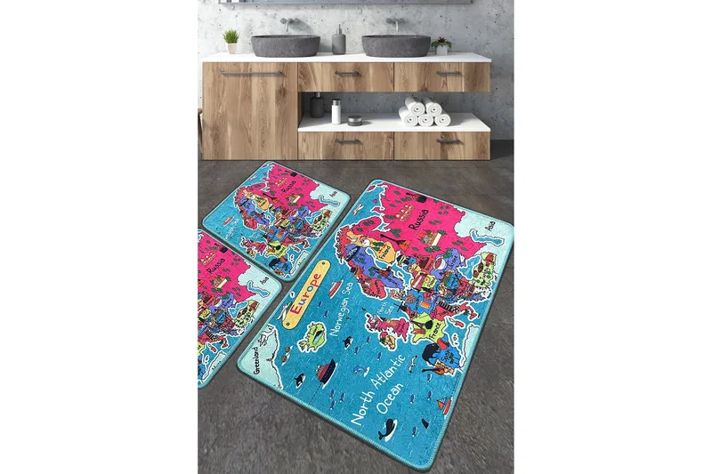 Kylpyhuonematto Navjoot 60x100 cm Suorakaide, Monivärinen