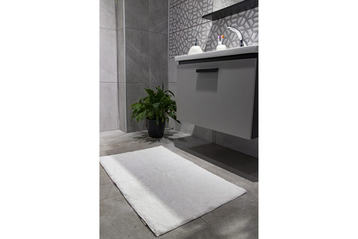 Kylpyhuonematto Nelam 60x100 cm Suorakaide - Valkoinen - Kylpyhuoneen matto