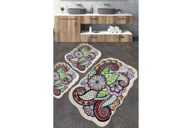 Kylpyhuonematto Nibo 60x100 cm Suorakaide, Monivärinen