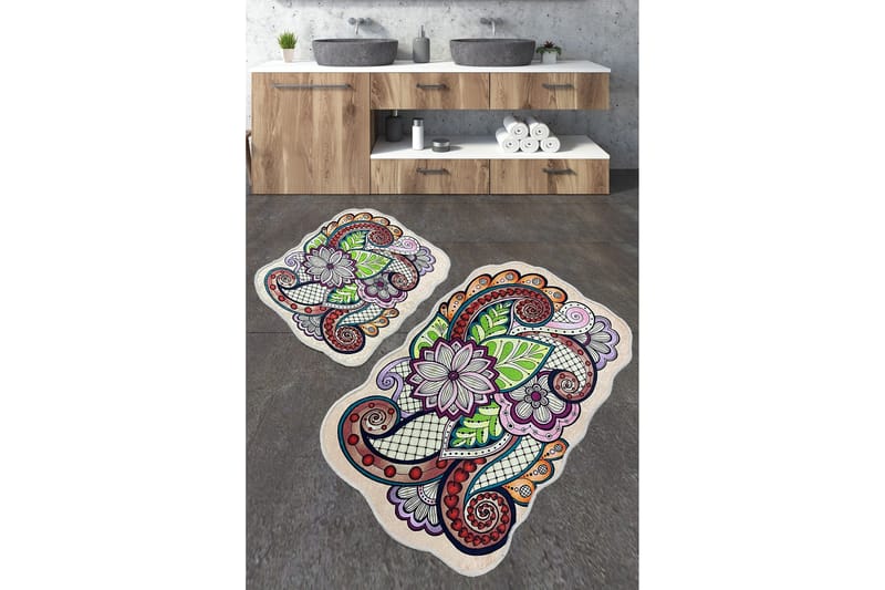 Kylpyhuonematto Nibo 60x100 cm Suorakaide, Monivärinen