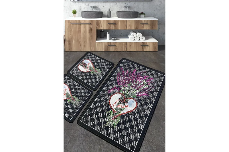 Kylpyhuonematto Nidhi 60x100 cm Suorakaide, Monivärinen