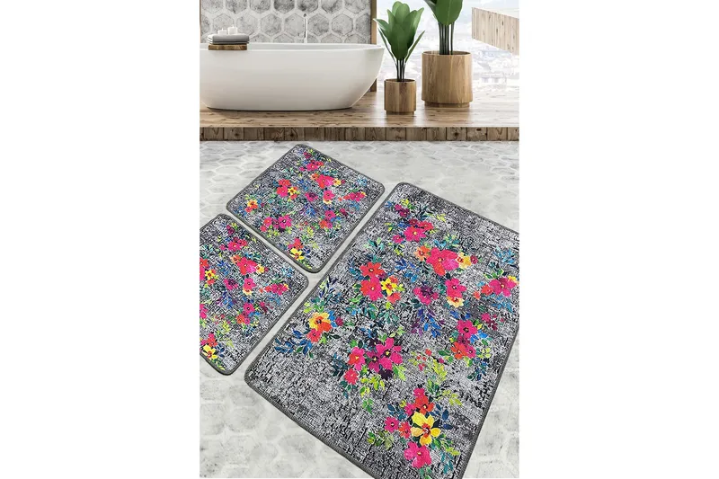 Kylpyhuonematto Nika 60x100 cm Suorakaide, Monivärinen