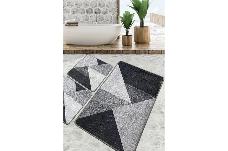 Kylpyhuonematto Nikil 60x100 cm Suorakaide, Harmaa