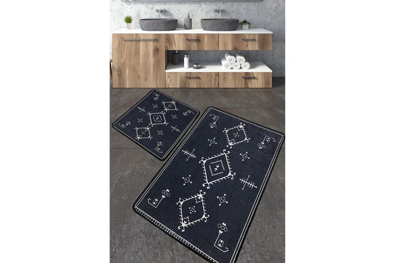 Kylpyhuonematto Nikky 60x100 cm Suorakaide, Tummanharmaa