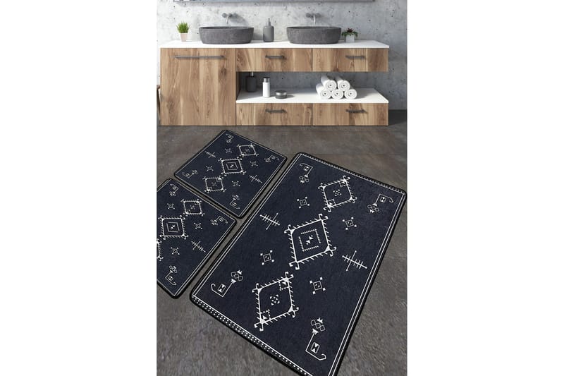 Kylpyhuonematto Nikky 60x100 cm Suorakaide, Tummanharmaa