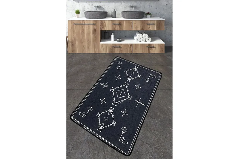 Kylpyhuonematto Nikky 70x120 cm Suorakaide, Tummanharmaa