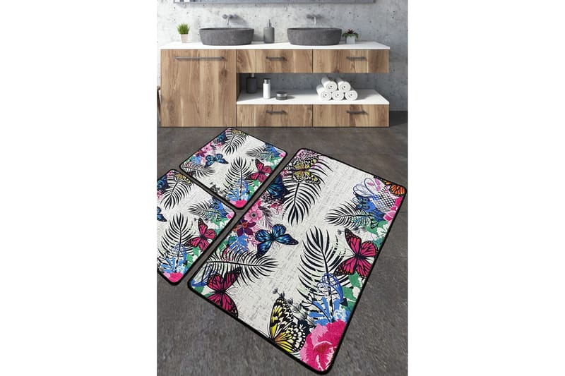 Kylpyhuonematto Nimmy 60x100 cm Suorakaide - Monivärinen - Kodintekstiilit & matot - Kylpyhuonetekstiilit - Kylpyhuoneen matto