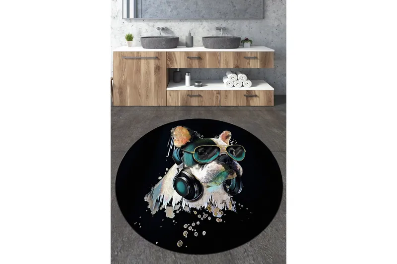 Kylpyhuonematto Pariti 80 cm Pyöreä, Monivärinen