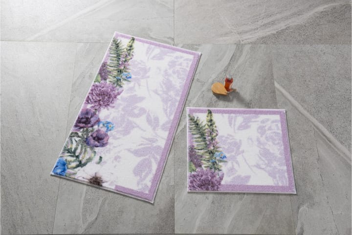 Kylpyhuonematto Penmon 2 kpl - Violetti/valkoinen/vihreä/sin - Kylpyhuoneen matto