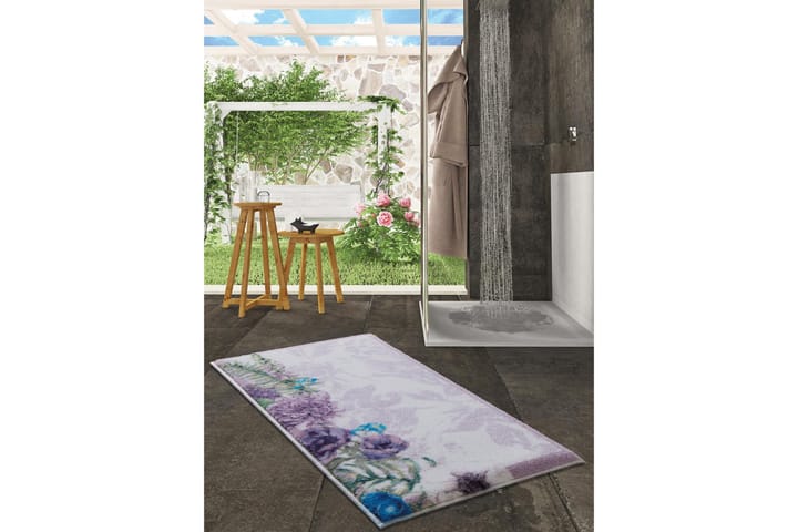 Kylpyhuonematto Penmon 2 kpl - Violetti/valkoinen/vihreä/sin - Kylpyhuoneen matto