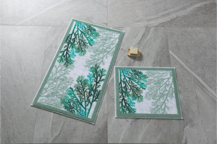 Kylpyhuonematto Penmon 2 kpl - Vihreä/Valkoinen - Kylpyhuoneen matto