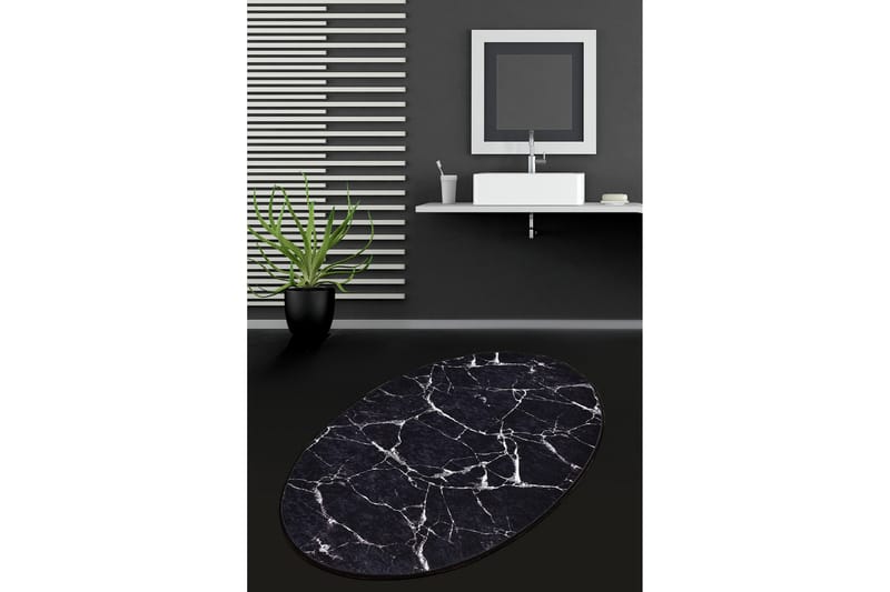 Kylpyhuonematto Pari 80x120 cm Pyöreä - Musta - Kodintekstiilit & matot - Kylpyhuonetekstiilit - Kylpyhuoneen matto