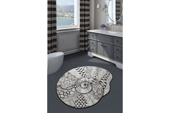 Kylpyhuonematto Parem 140 cm Pyöreä - Musta/Valkoinen - Kylpyhuoneen matto
 - Pyöreät matot