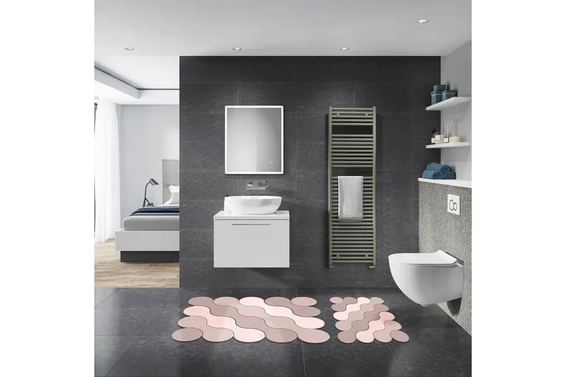 Kylpyhuonematto Paramjit 60x100 cm Suorakaide - Vaaleanpunainen - Kodintekstiilit & matot - Kylpyhuonetekstiilit - Kylpyhuoneen matto