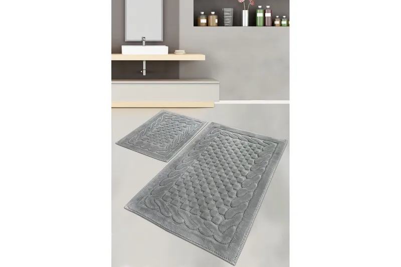 Kylpyhuonematto Parerna 60x100 cm Pyöreä, Harmaa