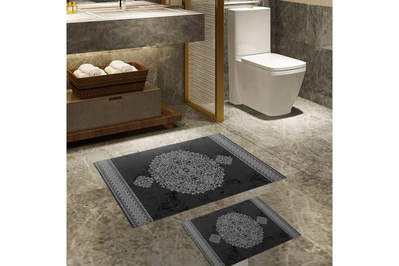 Kylpyhuonematto Panchu 60x150 cm Suorakaide, Musta