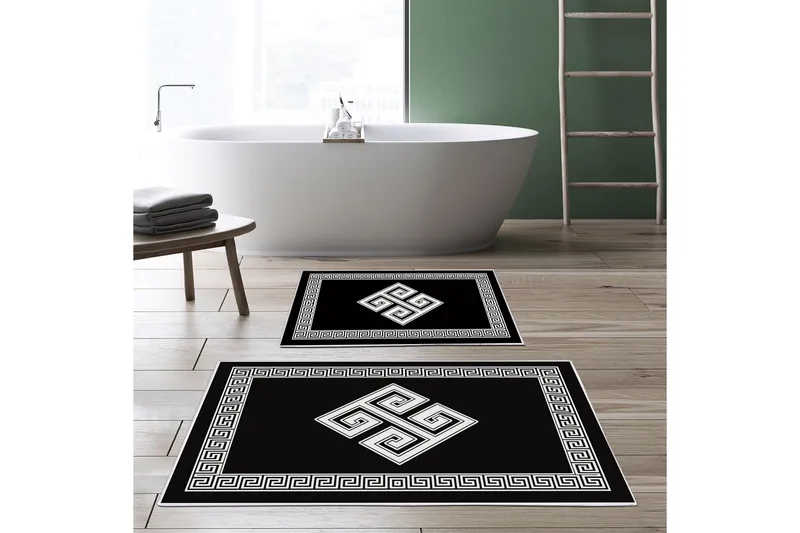 Kylpyhuonematto Panchhi 60x150 cm Suorakaide, Musta