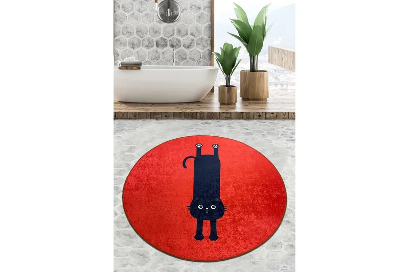 Kylpyhuonematto Parkesh 100 cm Pyöreä, Monivärinen