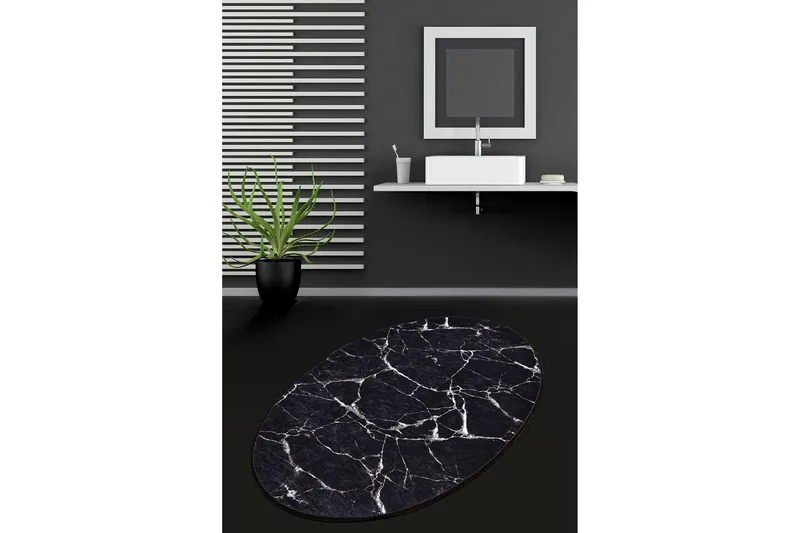 Kylpyhuonematto Pari 80x120 cm Pyöreä, Musta