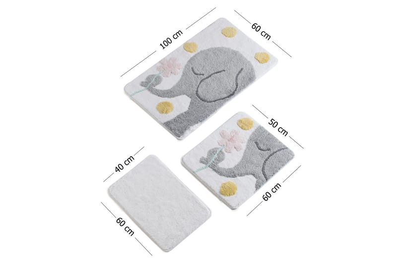 Kylpymatto Chilai Home by Alessia 3:n setti - Monivärinen - Kodintekstiilit & matot - Kylpyhuonetekstiilit - Kylpyhuoneen matto