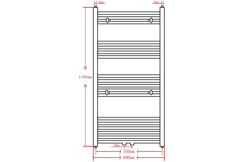 Kylpyhuoneen Keskuslämmitys Pyyheteline Suora 600x1160 mm - Musta - Kodintekstiilit & matot - Kylpyhuonetekstiilit - Kylpypyyhe