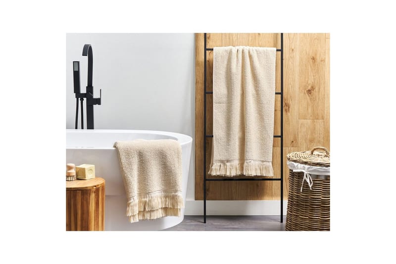Pyyhe Atiu sett 2 Beige - Beige - Kodintekstiilit & matot - Kylpyhuonetekstiilit - Kylpypyyhe