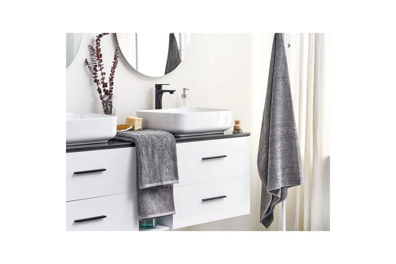 Pyyhe Mitiaro sarja 2 Harmaa - Harmaa - Kodintekstiilit & matot - Kylpyhuonetekstiilit - Kylpypyyhe