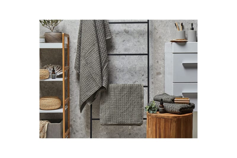 Pyyhe Atai sett 4 Harmaa - Harmaa - Kodintekstiilit & matot - Kylpyhuonetekstiilit - Pyyhe