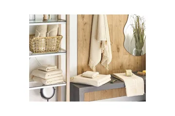 Pyyhe Atiu sett 9 Beige - Beige - Kodintekstiilit & matot - Kylpyhuonetekstiilit - Pyyhe