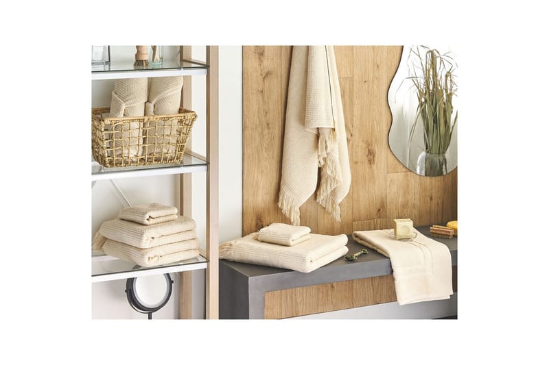 Pyyhe Atiu sett 9 Beige - Beige - Kodintekstiilit & matot - Kylpyhuonetekstiilit - Pyyhe