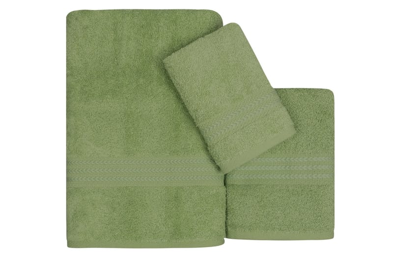 Käsipyyhe Hobby 3:n setti - Vihreä - Kodintekstiilit & matot - Kylpyhuonetekstiilit - Pyyhe