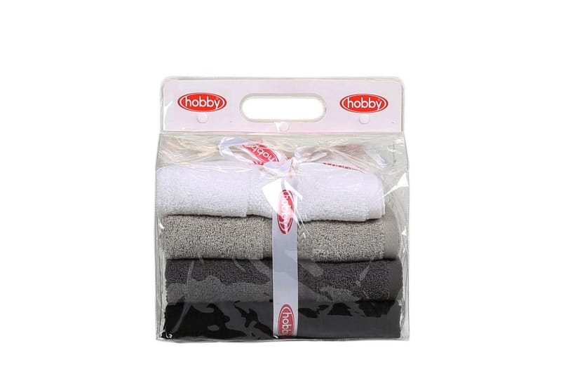 Käsipyyhe Hobby 50x90 cm 4-pak - Valk/Harmaa/Tummanharmaa/Musta - Kodintekstiilit & matot - Kylpyhuonetekstiilit - Pyyhe