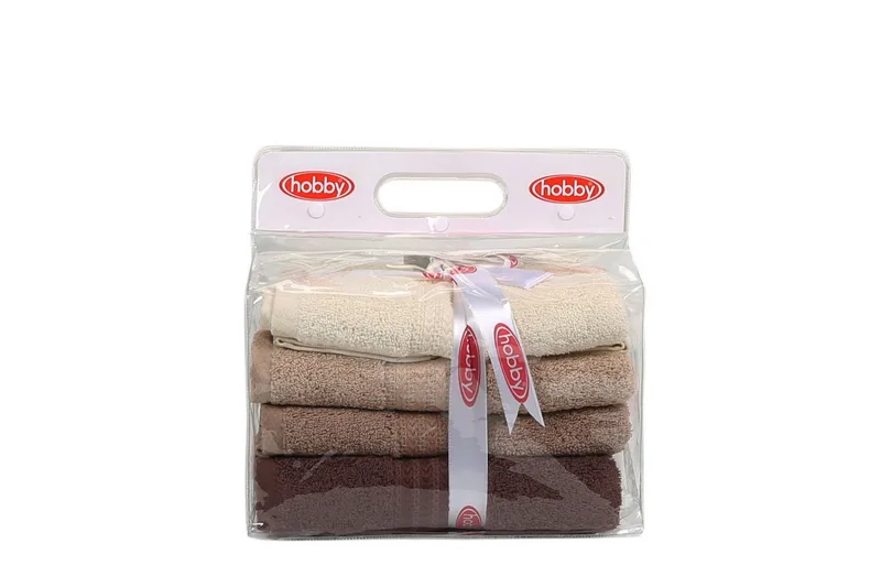 Käsipyyhe Hobby 50x90 cm 4-pak - Kerma/Beige/Ruskea - Kodintekstiilit & matot - Kylpyhuonetekstiilit - Pyyhe