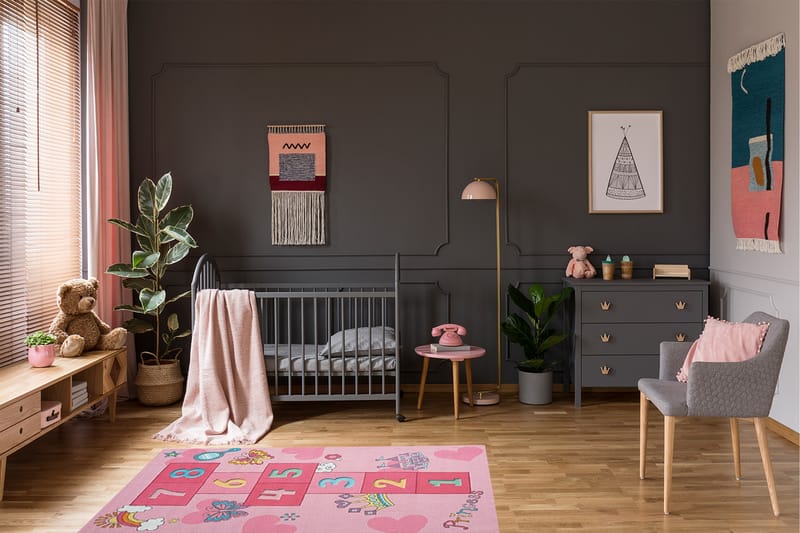 Play lastenmatto 80x150 cm - Rosa - Kodintekstiilit & matot - Lasten tekstiilit - Lastenhuoneen matto