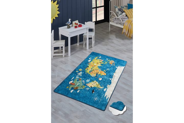 Lastenmatto Worldmap 100x160 cm - Monivärinen - Lastenhuoneen matto