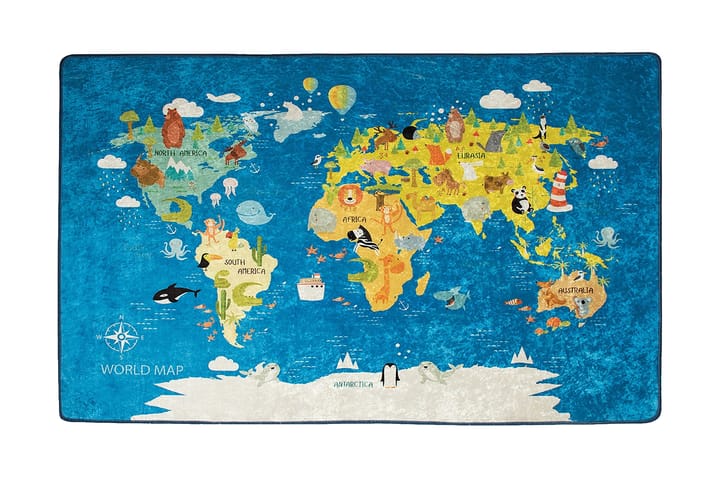 Lastenmatto Worldmap 100x160 cm - Monivärinen - Lastenhuoneen matto