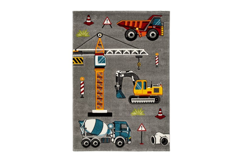 Matto Atlas Byggare 120x170 cm Harmaa - Harmaa - Kodintekstiilit & matot - Lasten tekstiilit - Lastenhuoneen matto