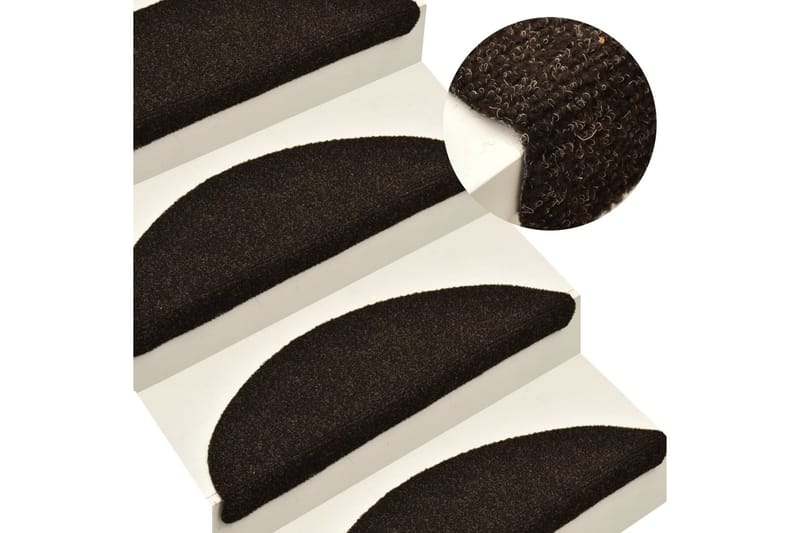 Itsekiinnittyvät porrasmatot 15 kpl tummanruskea 56x17x3 cm - Kodintekstiilit & matot - Matto - Erikoismatto - Porrasmatto