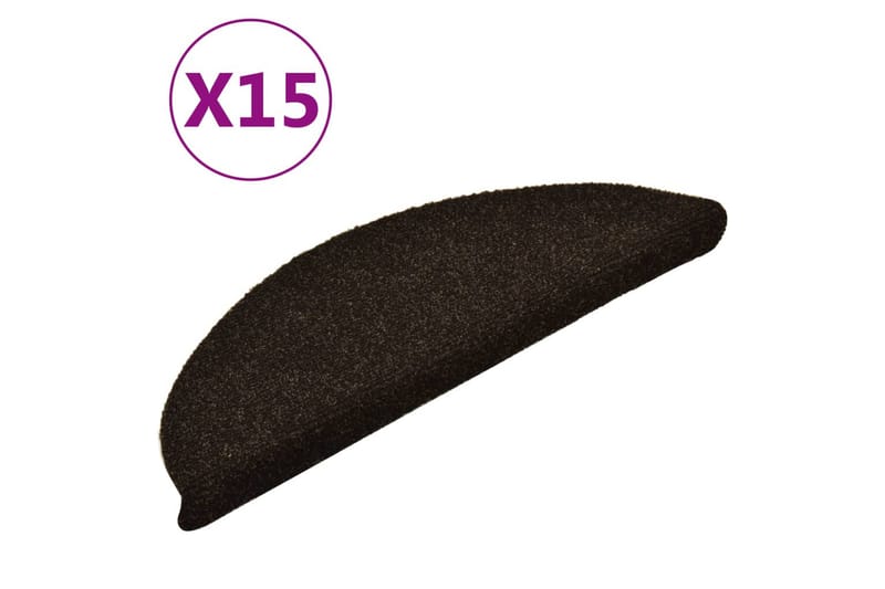 Itsekiinnittyvät porrasmatot 15 kpl tummanruskea 56x17x3 cm - Kodintekstiilit & matot - Matto - Erikoismatto - Porrasmatto