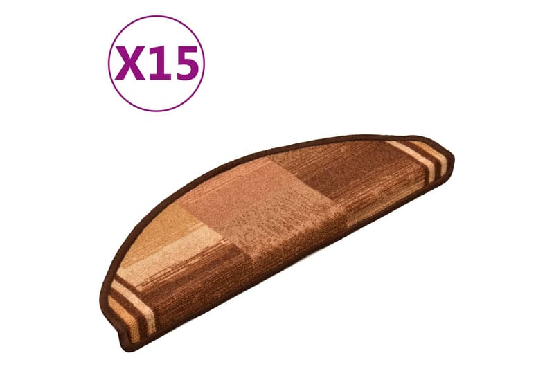 Itsekiinnittyvät porrasmatot 15 kpl ruskea 65x21x4 cm - Ruskea - Kodintekstiilit & matot - Matto - Erikoismatto - Porrasmatto